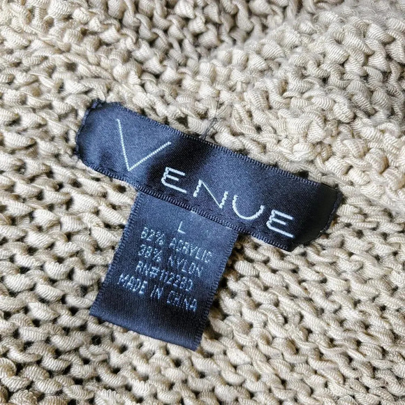 Venue Tan Knit Waterfall Neckline Size Large Women's Cardigan - Picture 3 of 12
